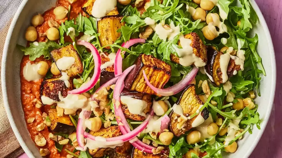 Flavorful Chickpea and Eggplant Power Bowls with Tahini Dressing
