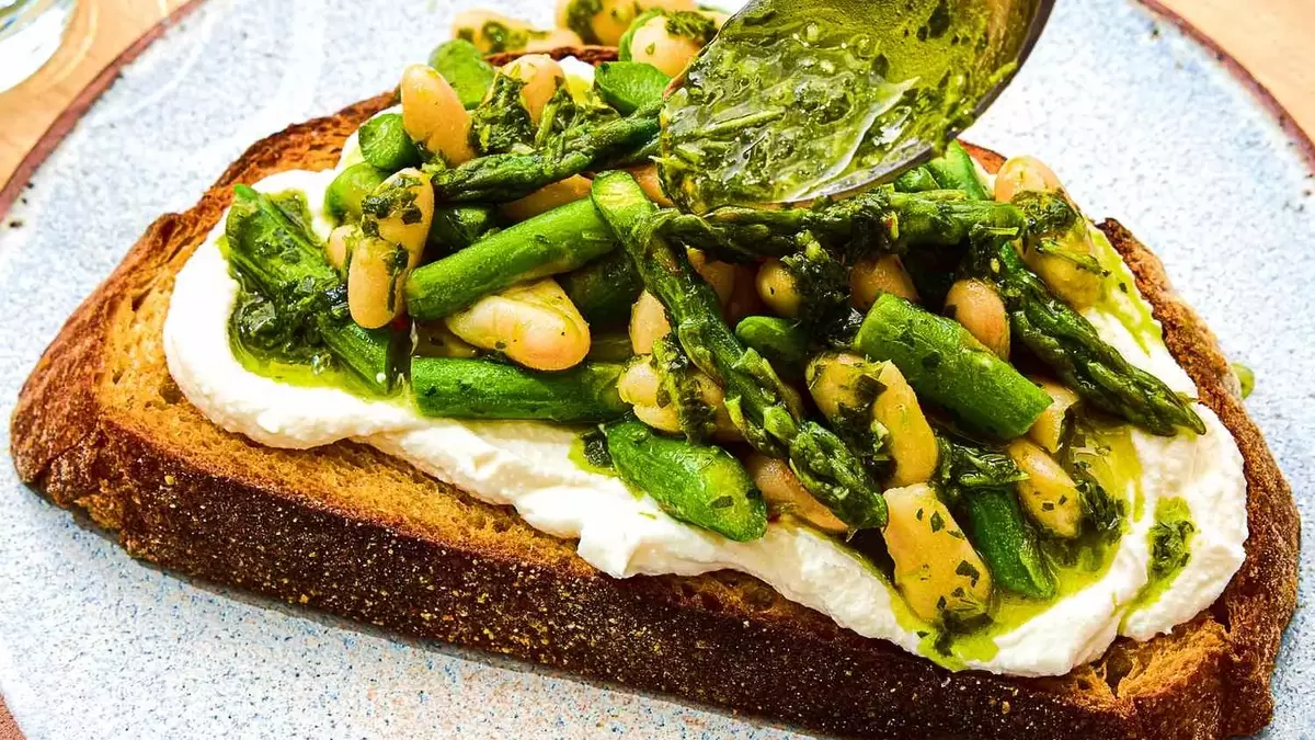 Spring Toast with Chimichurri, White Beans, and Asparagus