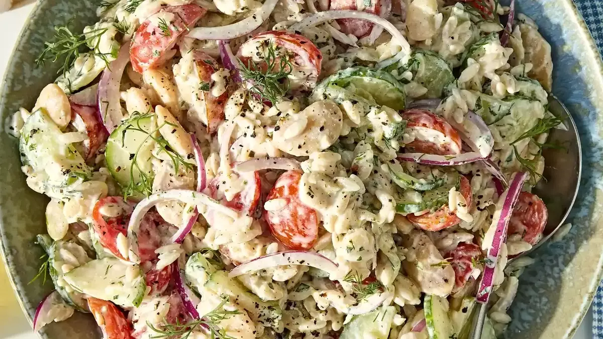Refreshing Orzo Salad with Creamy Herb Dressing