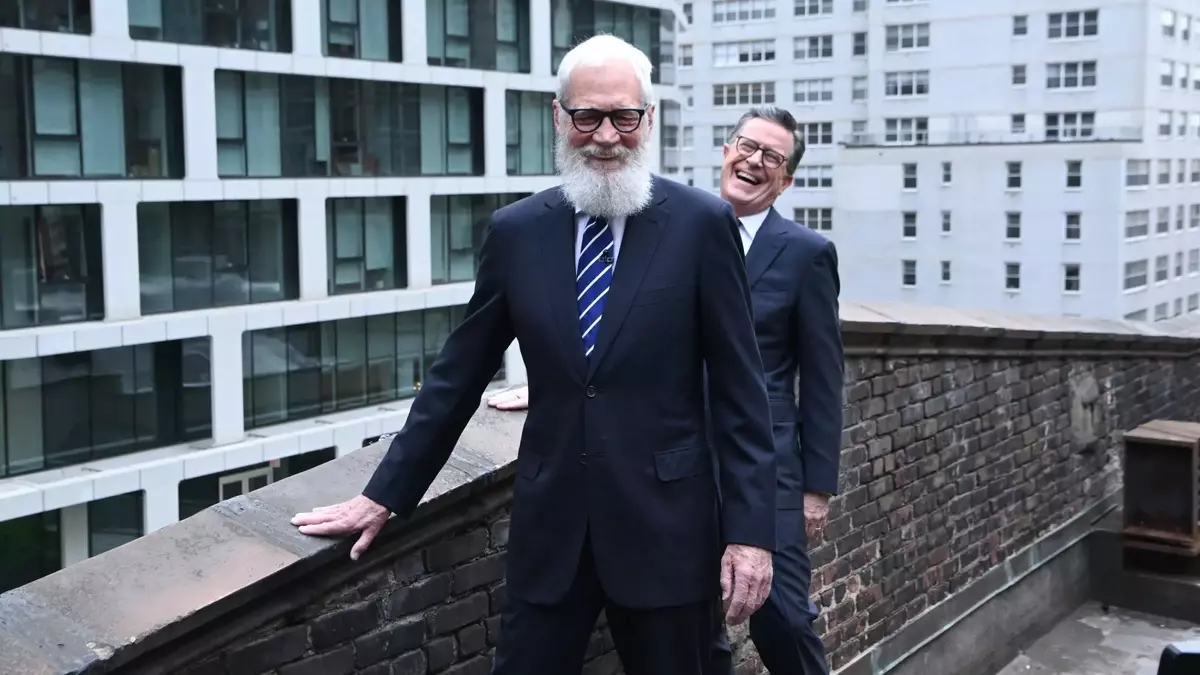 Late Show Hosts Stephen Colbert and David Letterman Bid Farewell with Theatrical Antics