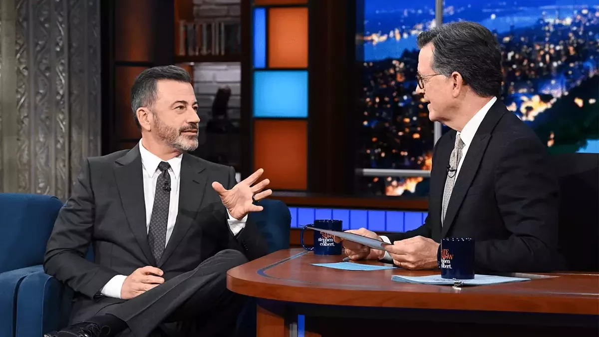 Kimmel Bids Farewell to Colbert, Slams CBS