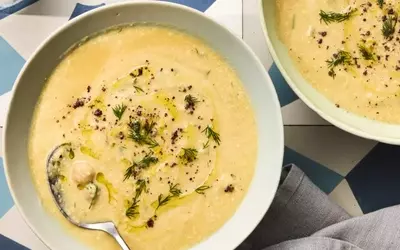Quick and Creamy Lemon Chickpea-Tahini Soup