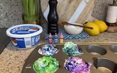 Creative Edible Easter Egg Dyeing with Whipped Topping