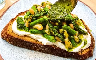 Spring Toast with Chimichurri, White Beans, and Asparagus