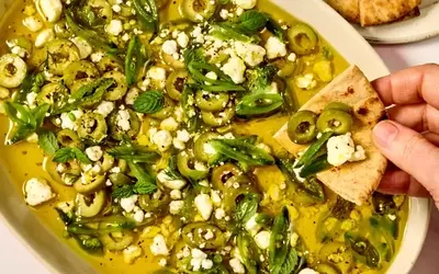 Fresh Olive Oil Dip with Herbs and Goat Cheese