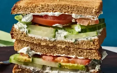Refreshing Cucumber, Avocado, Tomato & Goat Cheese Sandwich