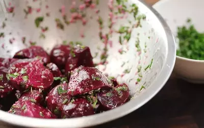 Roasted Beet Salad with Horseradish Crème Fraîche and Pistachios: A Culinary Delight
