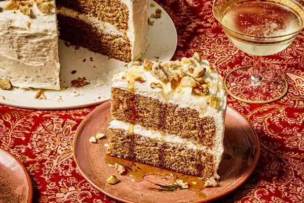 Autumnal Maple-Walnut Cake with Cream Cheese Frosting