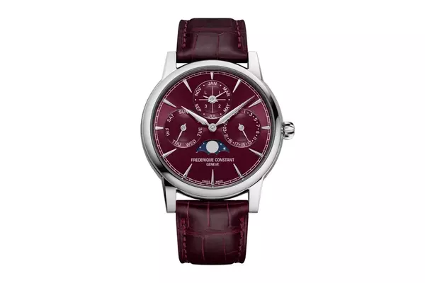 Frederique Constant Debuts Limited Edition Perpetual Calendar with Burgundy Dial