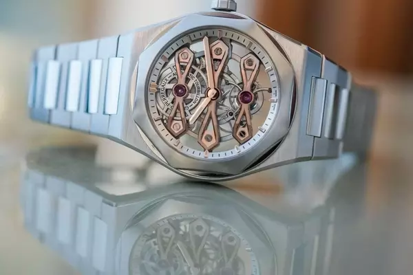 Girard-Perregaux Laureato Fifty Three Gold Bridges Joins Permanent Collection with Rose Gold Accents